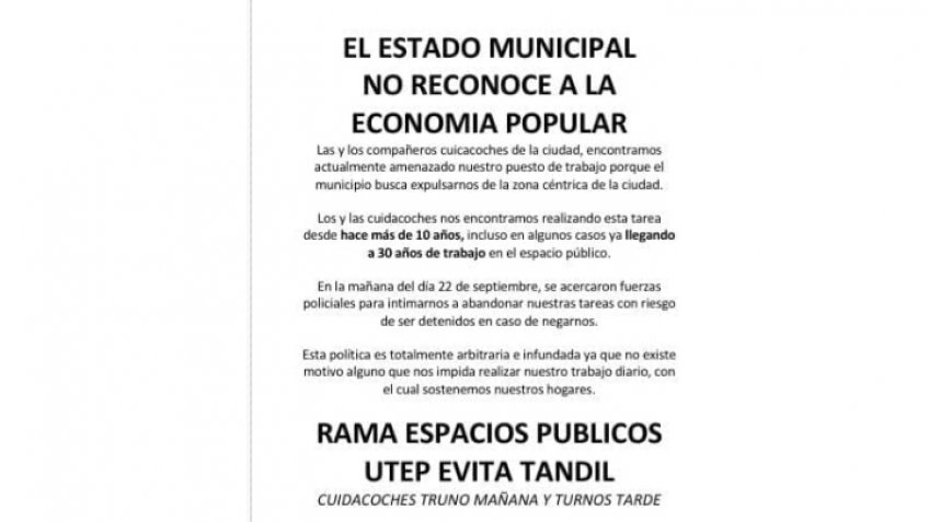 Cuidacoches acusan al Municipio de presionarlos para que no trabajen en el centro